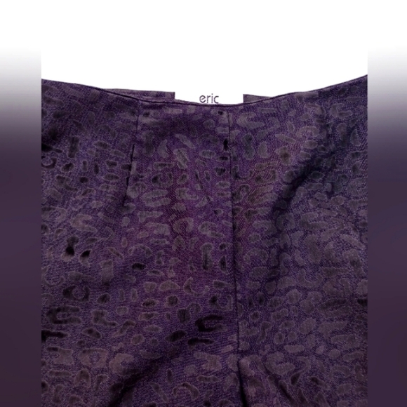 Black animal print pants size 6 Eric Casual Trousers tapered reinforce waistband - Picture 2 of 5